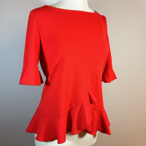 Ivanka Trump Tops - Red Ruffle Top